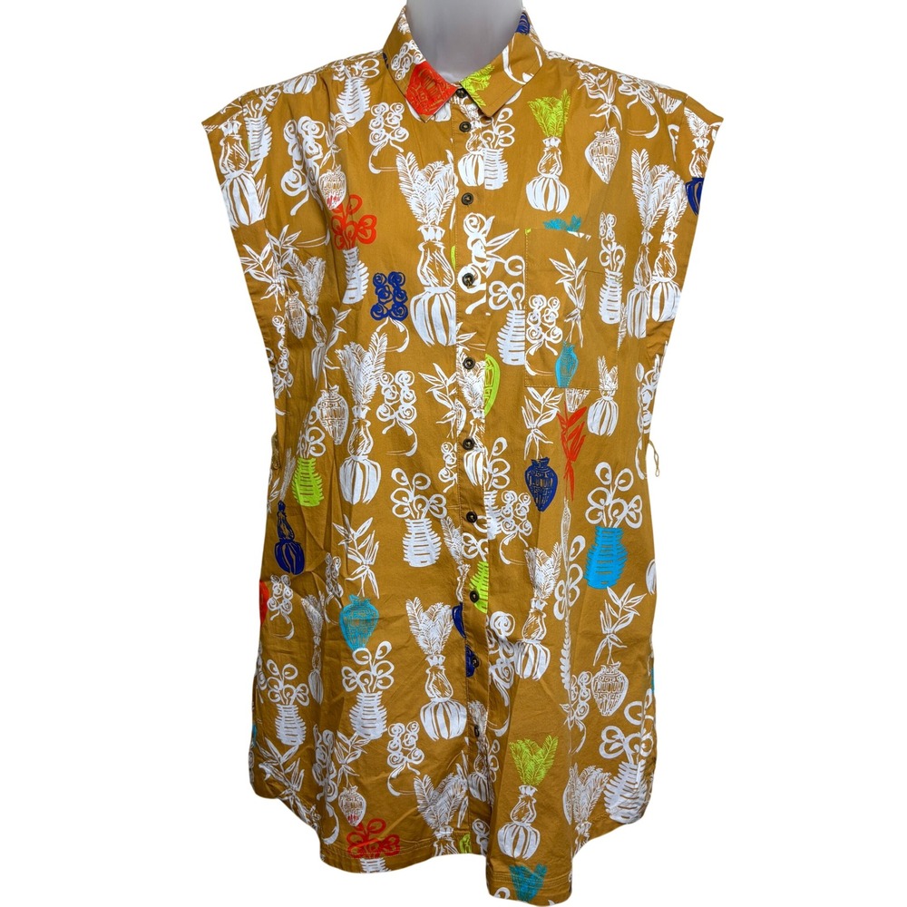 Maeve by Anthropologie Mustard Yellow Button Down Toni Tunic Mini Dress Women SP